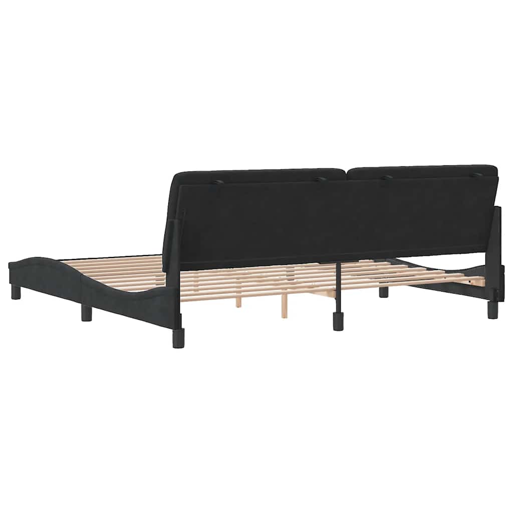 Cadre de lit sans matelas noir 200x200 cm velours - XIOS