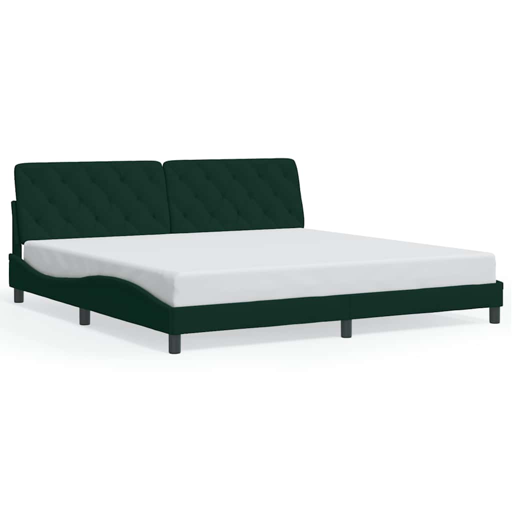 Cadre de lit sans matelas vert foncé 200x200 cm velours - XIOS
