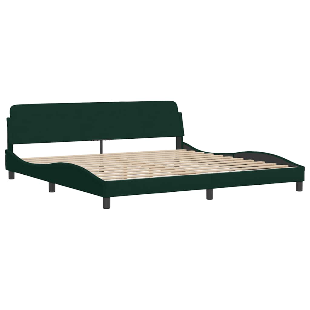 Cadre de lit sans matelas vert foncé 200x200 cm velours - XIOS