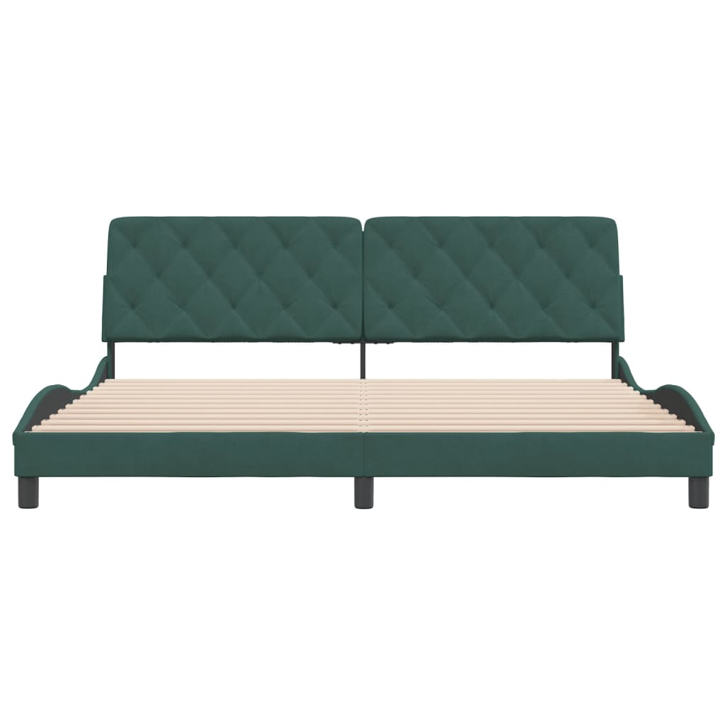 Cadre de lit sans matelas vert foncé 200x200 cm velours - XIOS