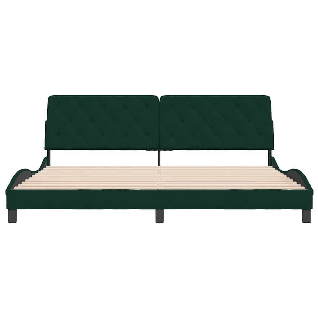 Cadre de lit sans matelas vert foncé 200x200 cm velours - XIOS