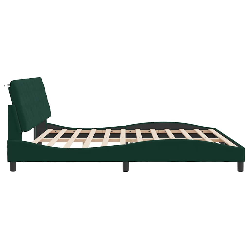 Cadre de lit sans matelas vert foncé 200x200 cm velours - XIOS