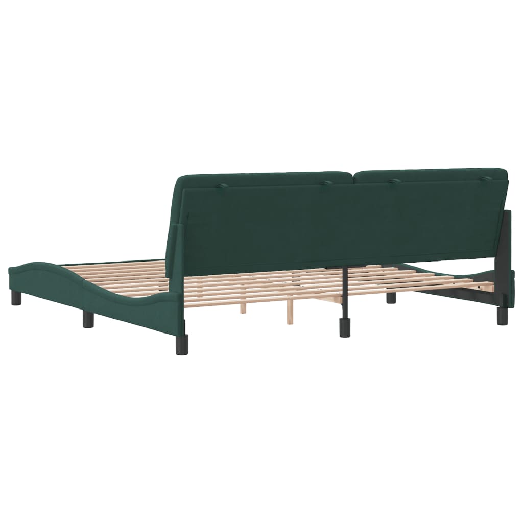 Cadre de lit sans matelas vert foncé 200x200 cm velours - XIOS