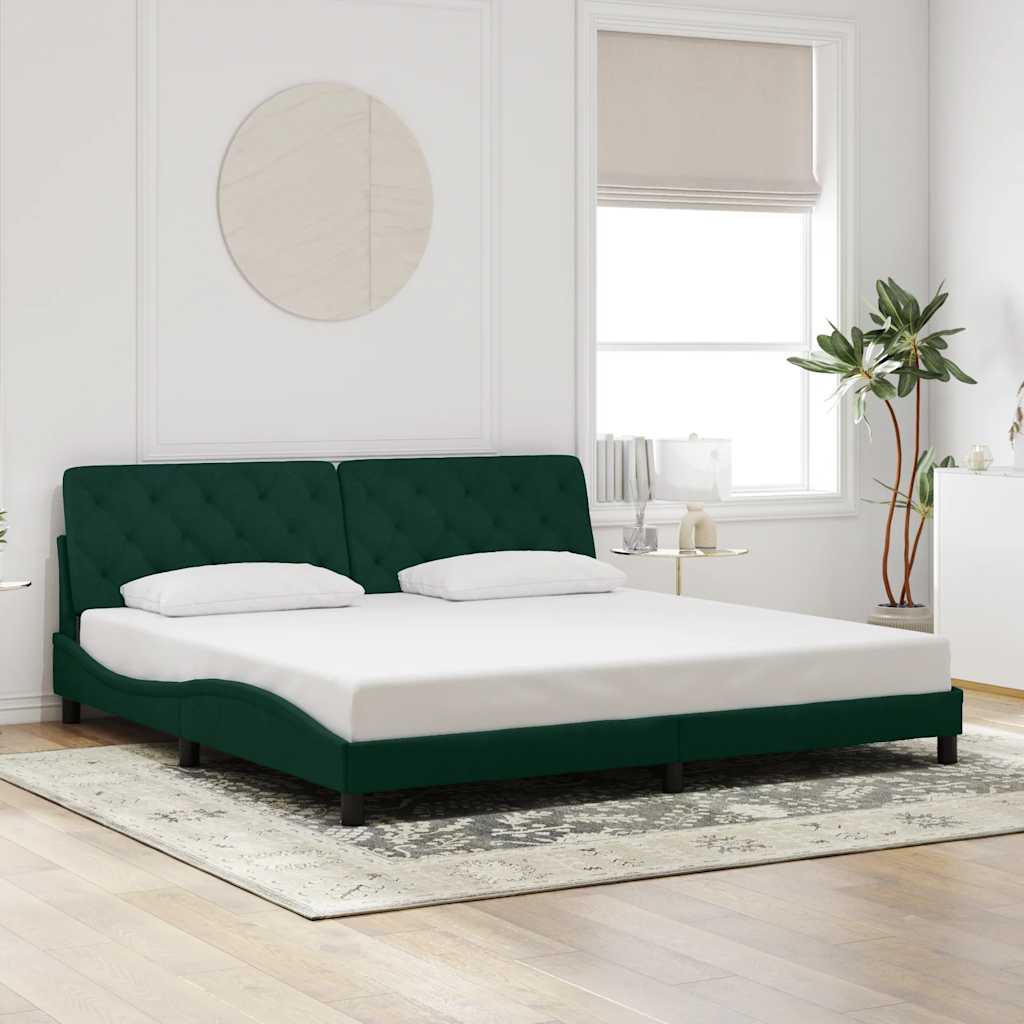 Cadre de lit sans matelas vert foncé 200x200 cm velours - XIOS