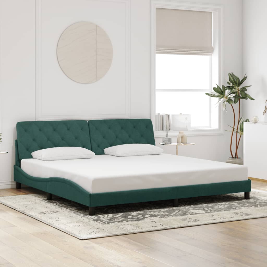 Cadre de lit sans matelas vert foncé 200x200 cm velours - XIOS