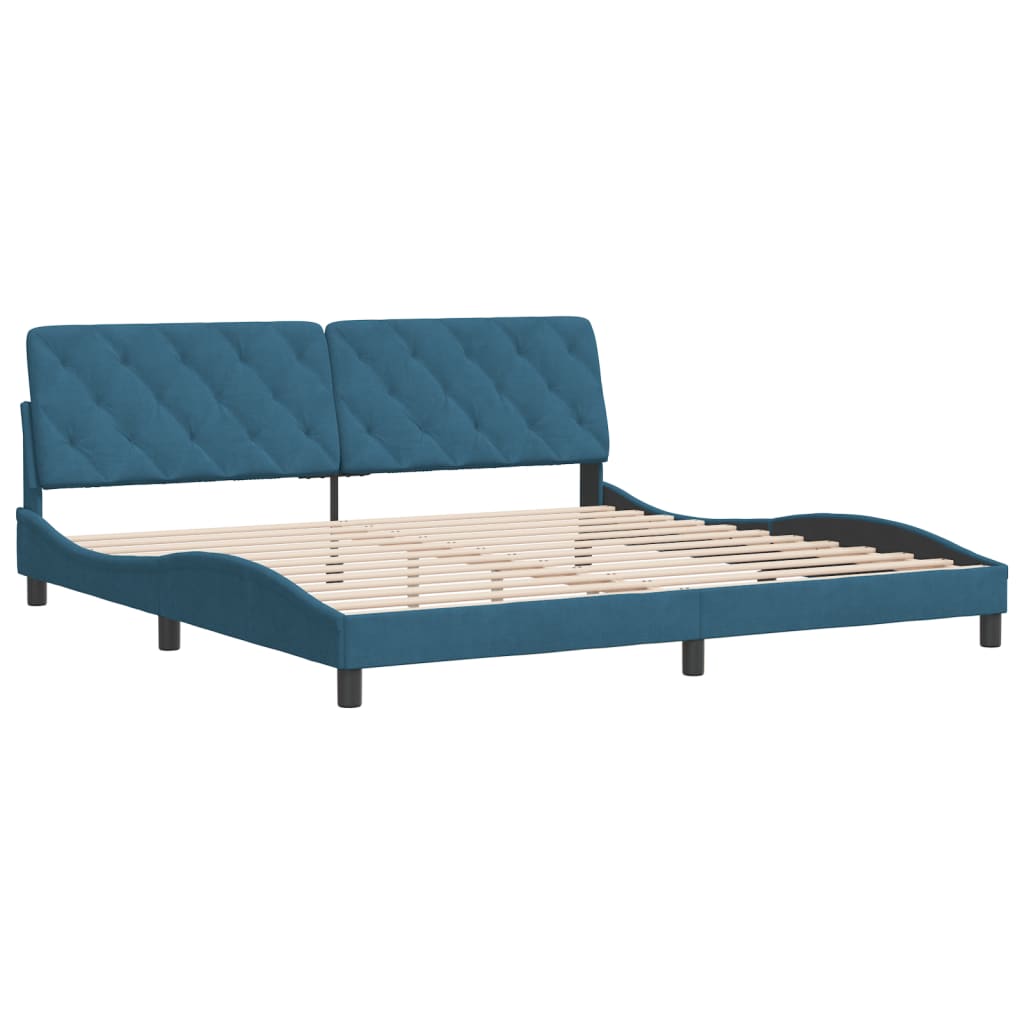 Cadre de lit sans matelas bleu 200x200 cm velours - XIOS