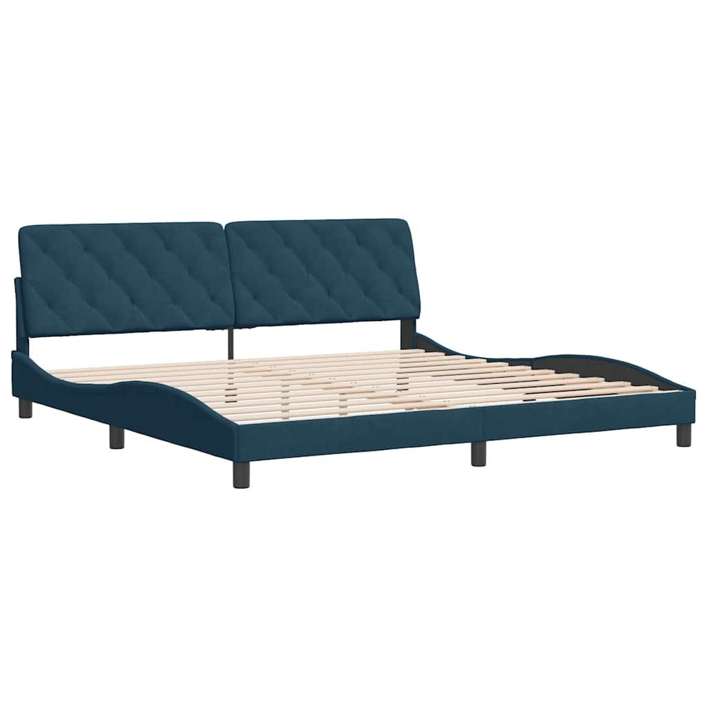 Cadre de lit sans matelas bleu 200x200 cm velours - XIOS
