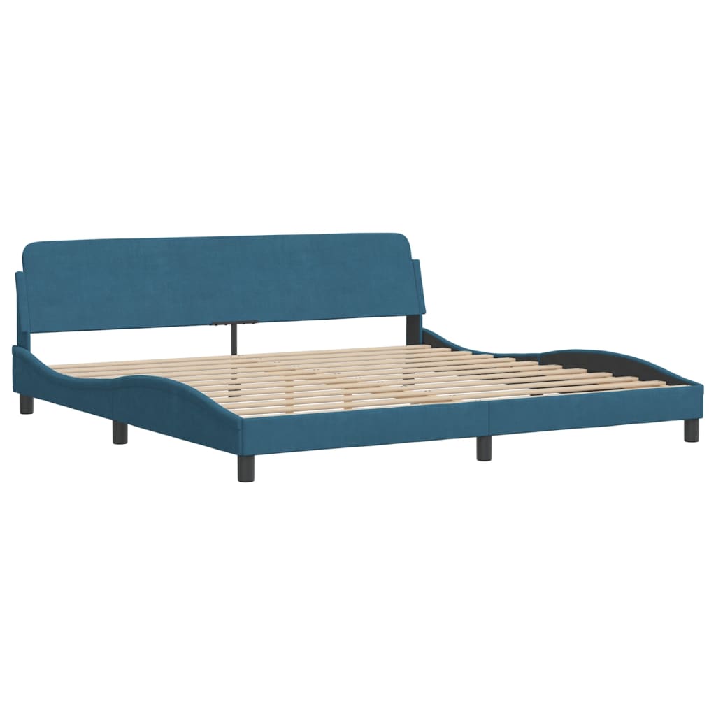 Cadre de lit sans matelas bleu 200x200 cm velours - XIOS