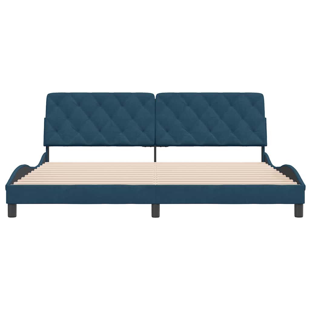 Cadre de lit sans matelas bleu 200x200 cm velours - XIOS