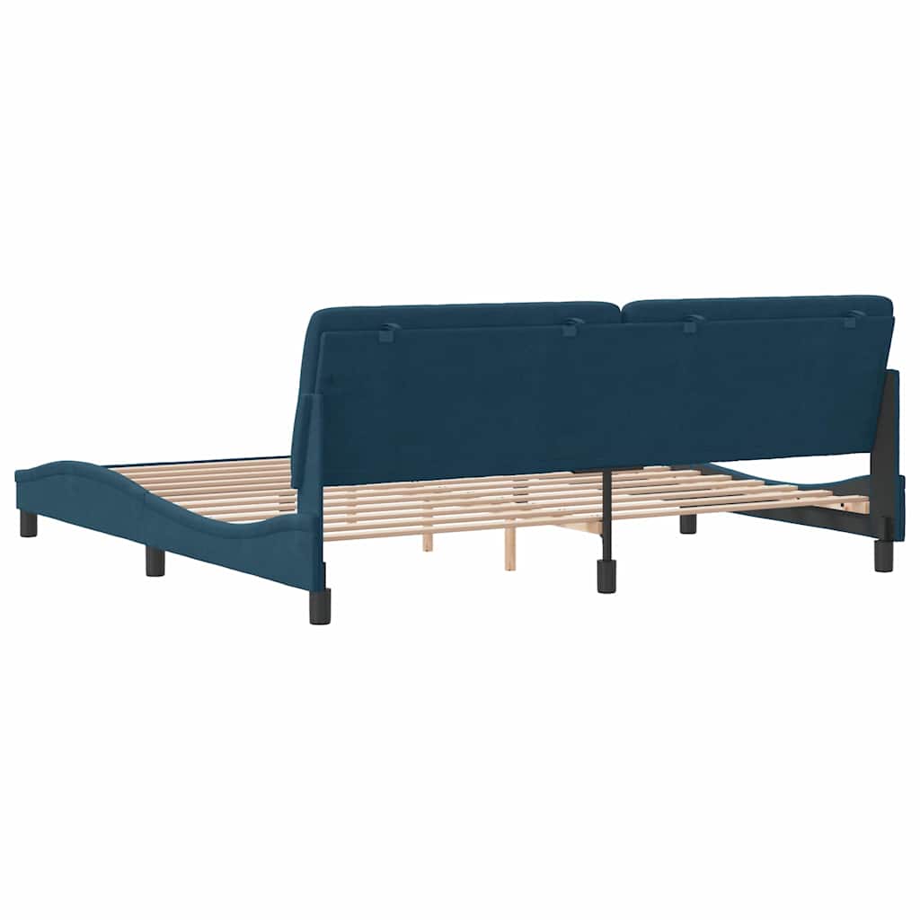 Cadre de lit sans matelas bleu 200x200 cm velours - XIOS