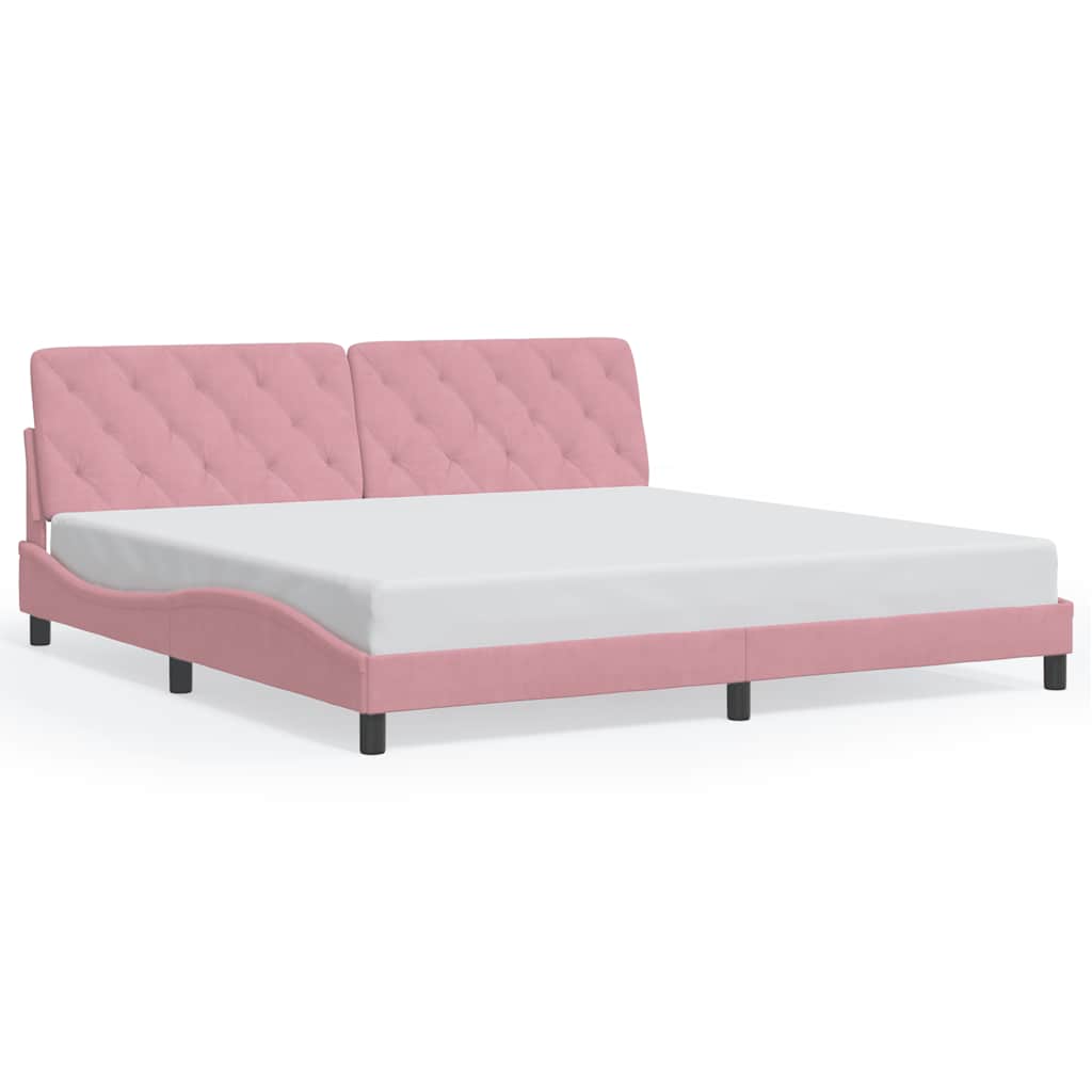 Cadre de lit sans matelas rose 200x200 cm velours - XIOS