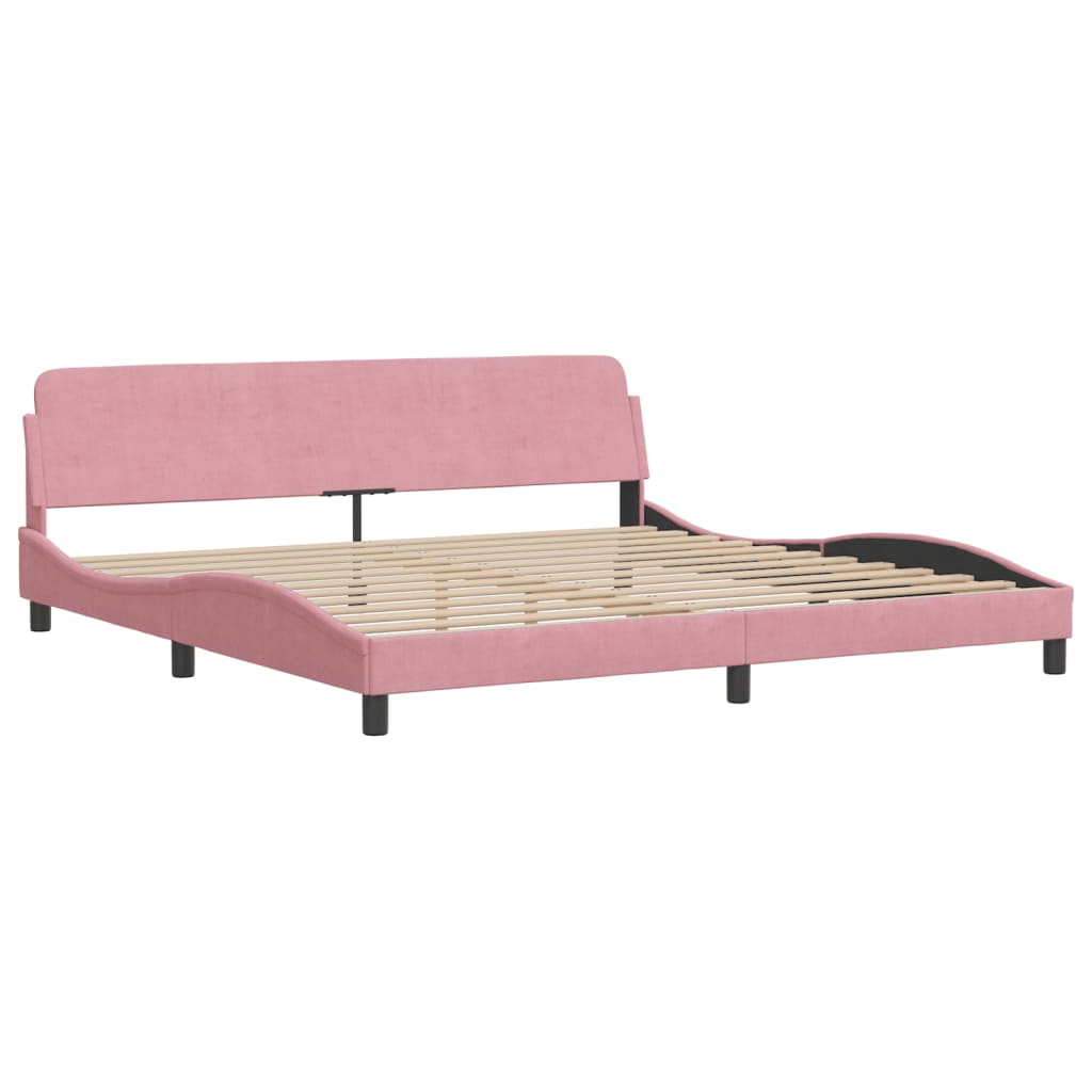 Cadre de lit sans matelas rose 200x200 cm velours - XIOS