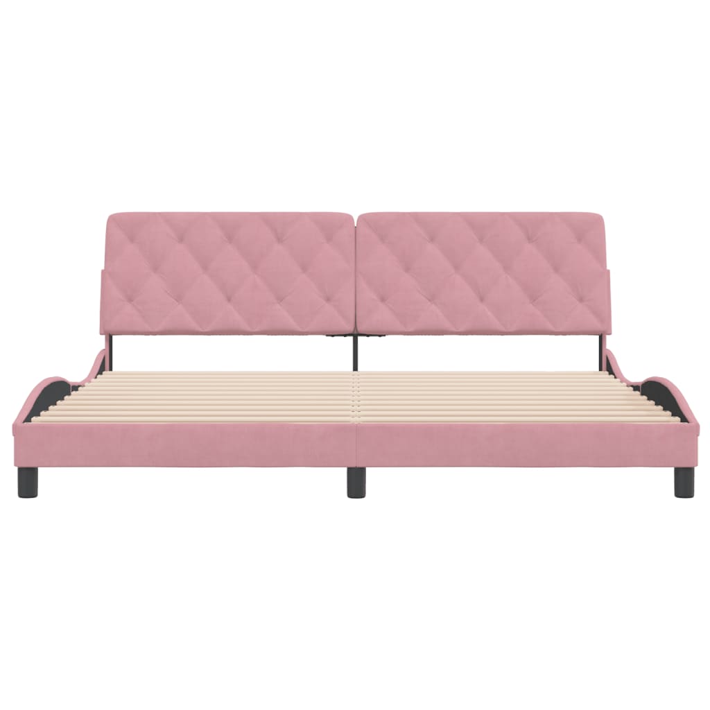 Cadre de lit sans matelas rose 200x200 cm velours - XIOS