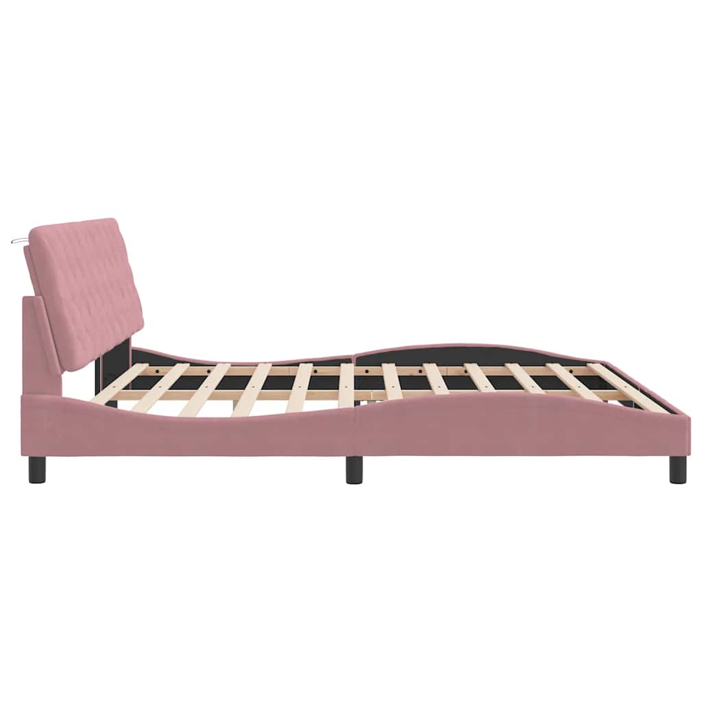 Cadre de lit sans matelas rose 200x200 cm velours - XIOS