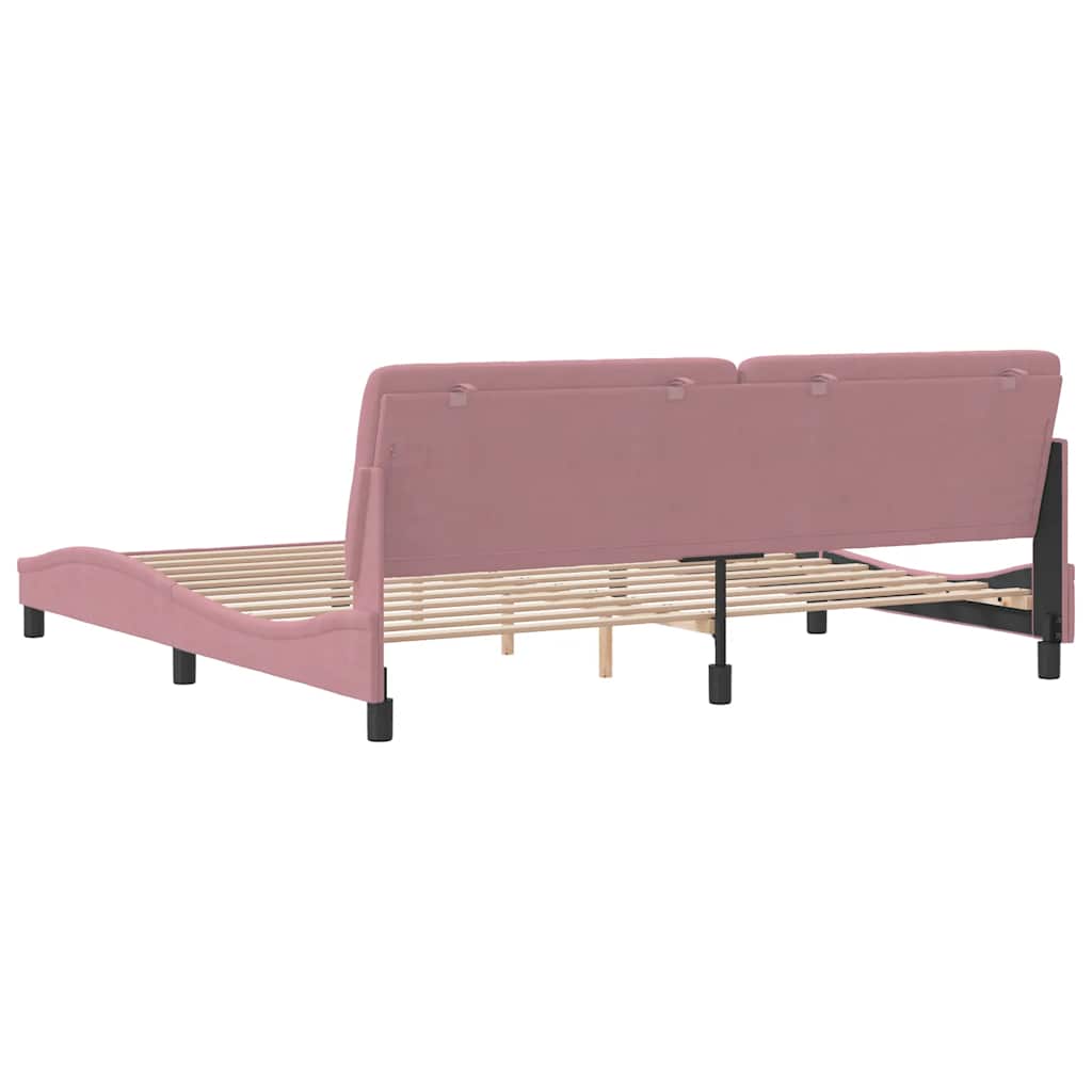 Cadre de lit sans matelas rose 200x200 cm velours - XIOS