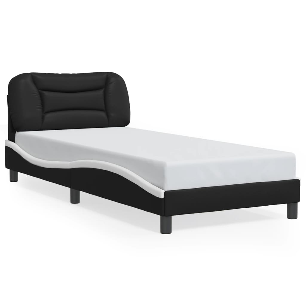 Cadre de lit sans matelas noir et blanc 80x200 cm similicuir - XIOS