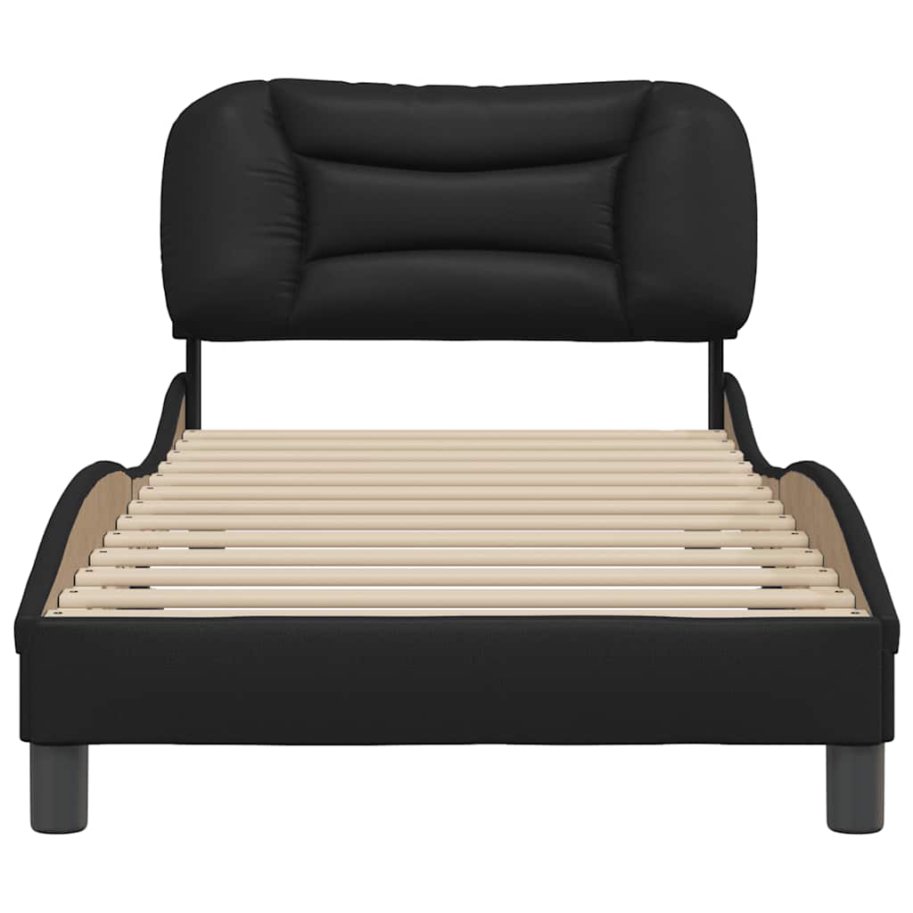 Cadre de lit sans matelas Hvar noir 90x190 cm similicuir