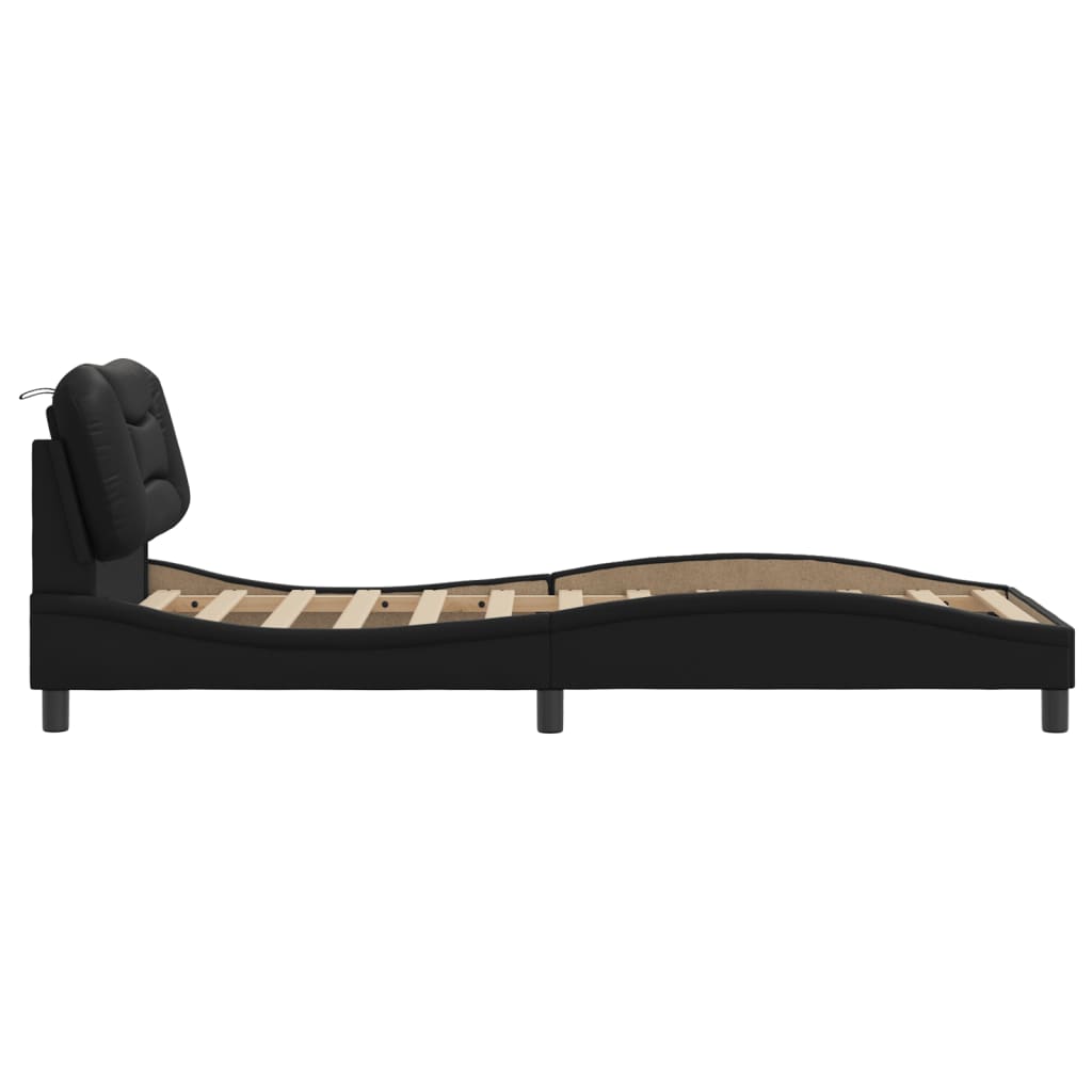 Cadre de lit sans matelas noir 90x190 cm similicuir - XIOS