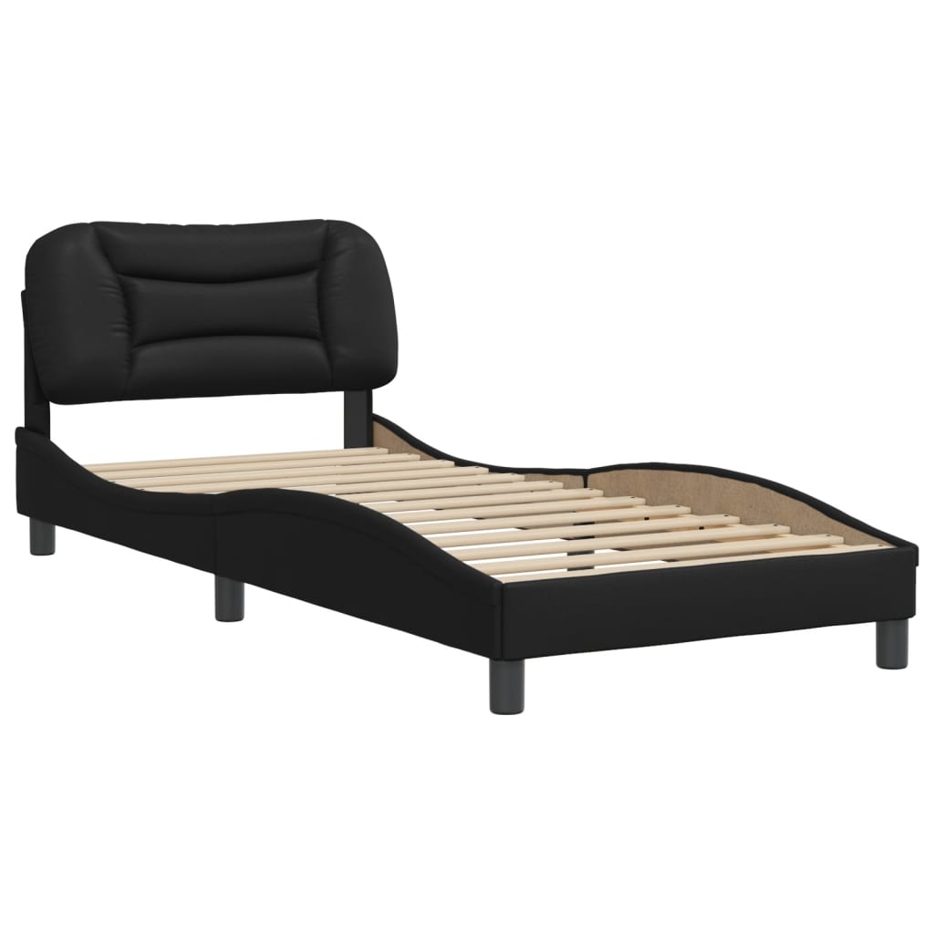 Cadre de lit sans matelas noir 90x200 cm similicuir - XIOS
