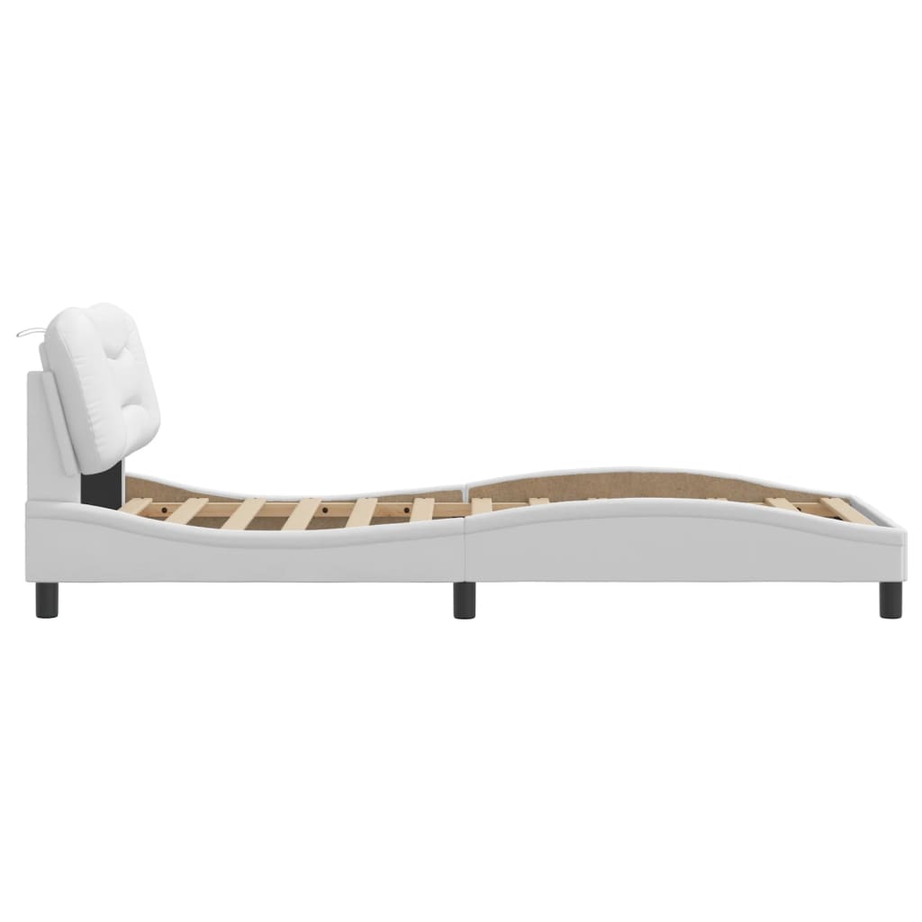 Cadre de lit sans matelas blanc 90x200 cm similicuir - XIOS