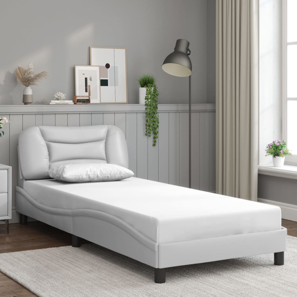 Cadre de lit sans matelas blanc 90x200 cm similicuir - XIOS