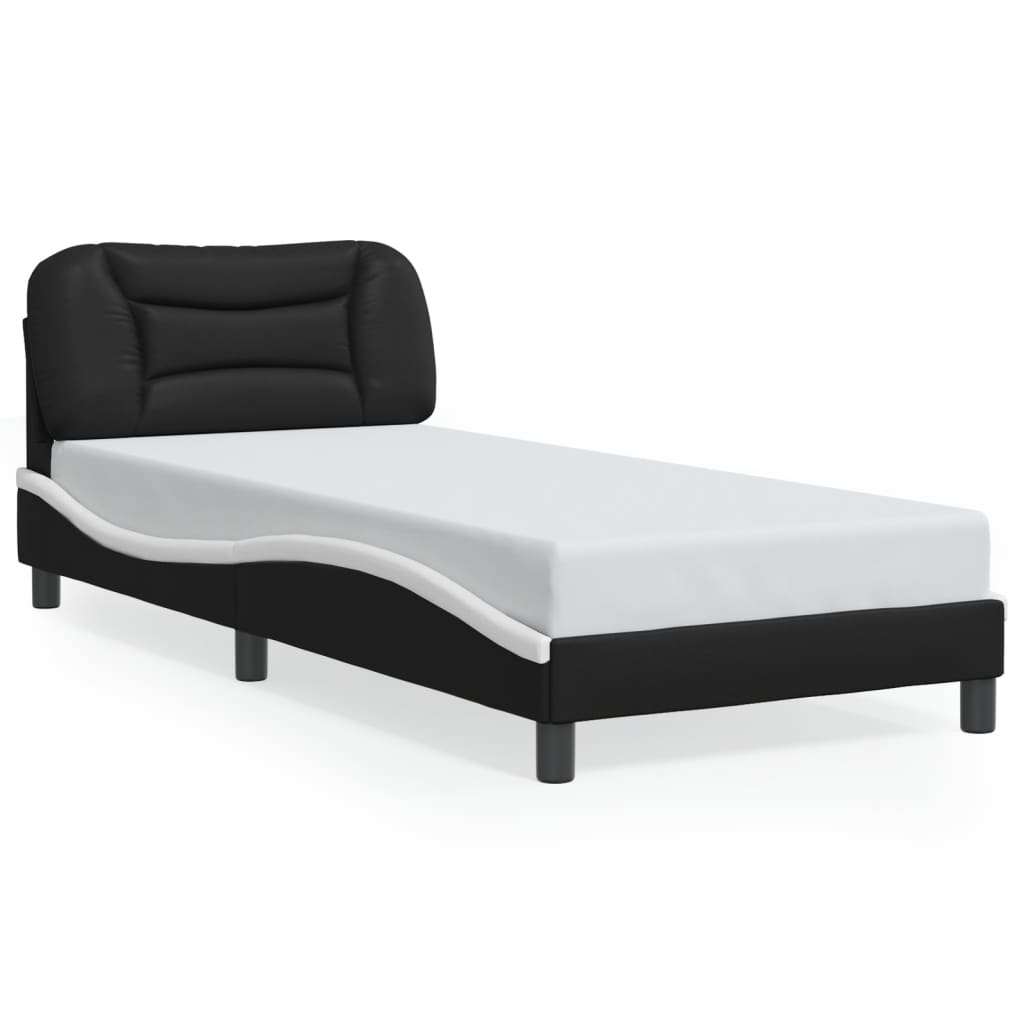 Cadre de lit sans matelas Hvar noir et blanc 90x200 cm similicuir - XIOS
