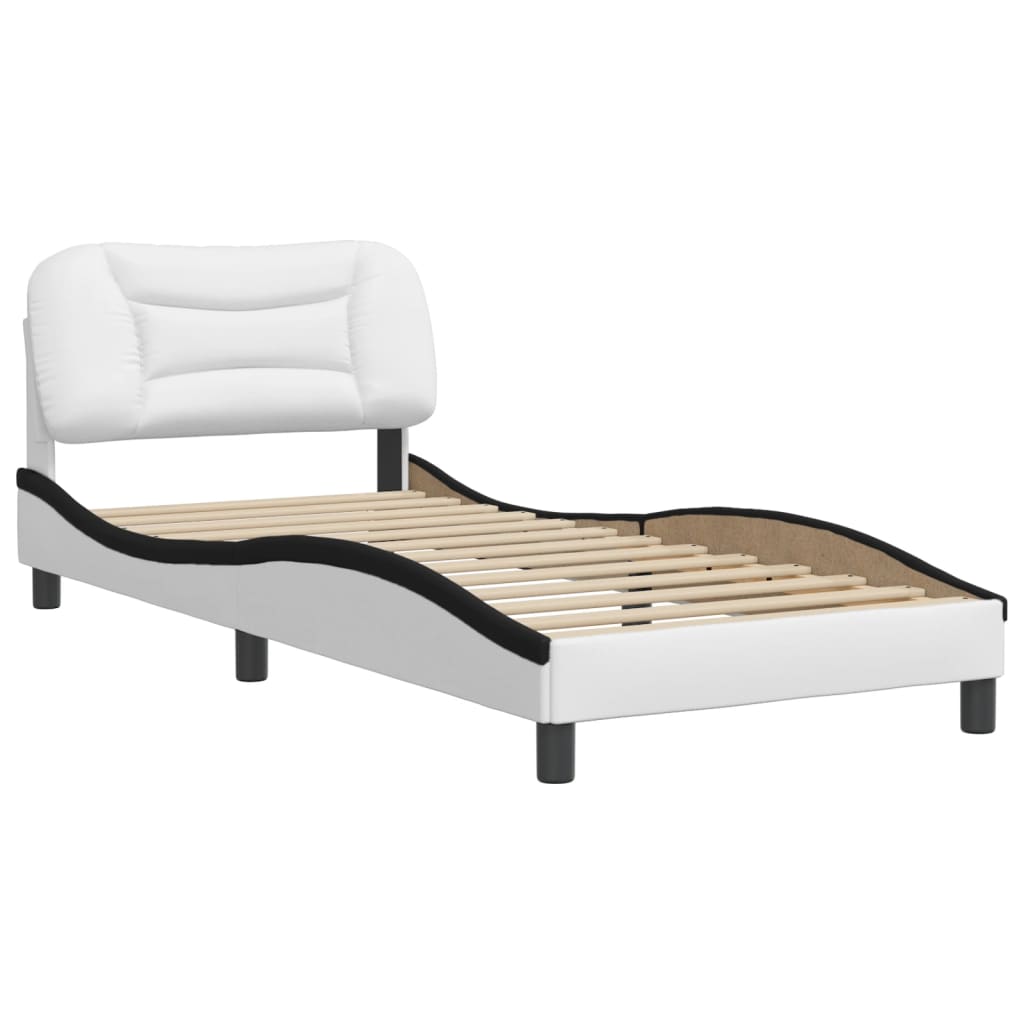 Cadre de lit sans matelas Hvar blanc et noir 90x200 cm similicuir - XIOS