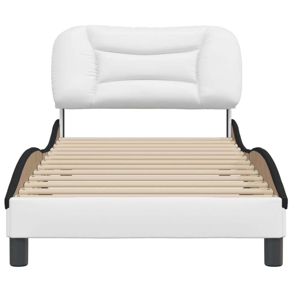 Cadre de lit sans matelas Hvar blanc et noir 90x200 cm similicuir - XIOS