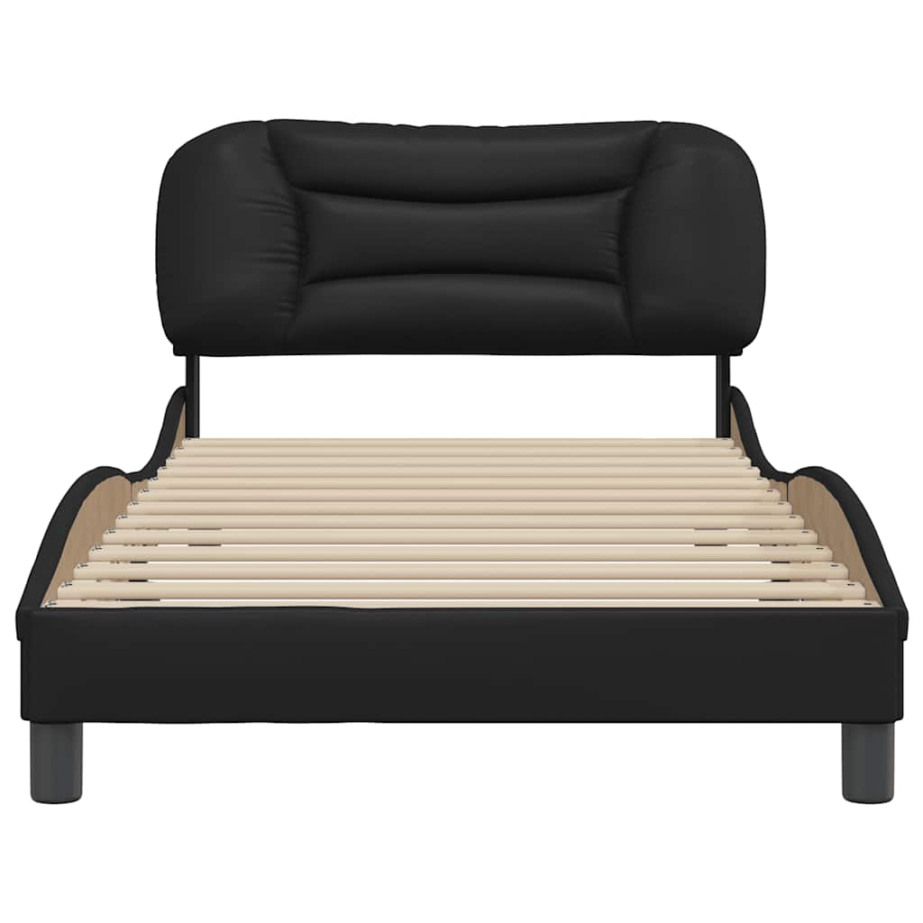 Cadre de lit sans matelas Hvar noir 100x200 cm similicuir