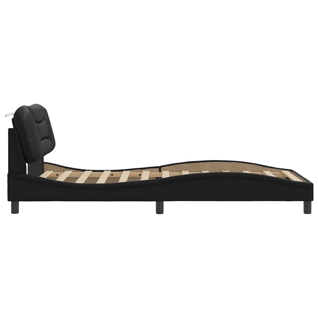 Cadre de lit sans matelas Hvar noir 100x200 cm similicuir