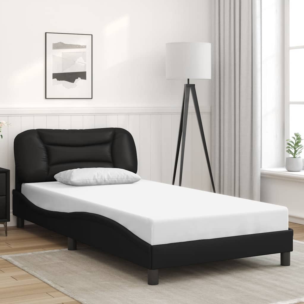 Cadre de lit sans matelas Hvar noir 100x200 cm similicuir
