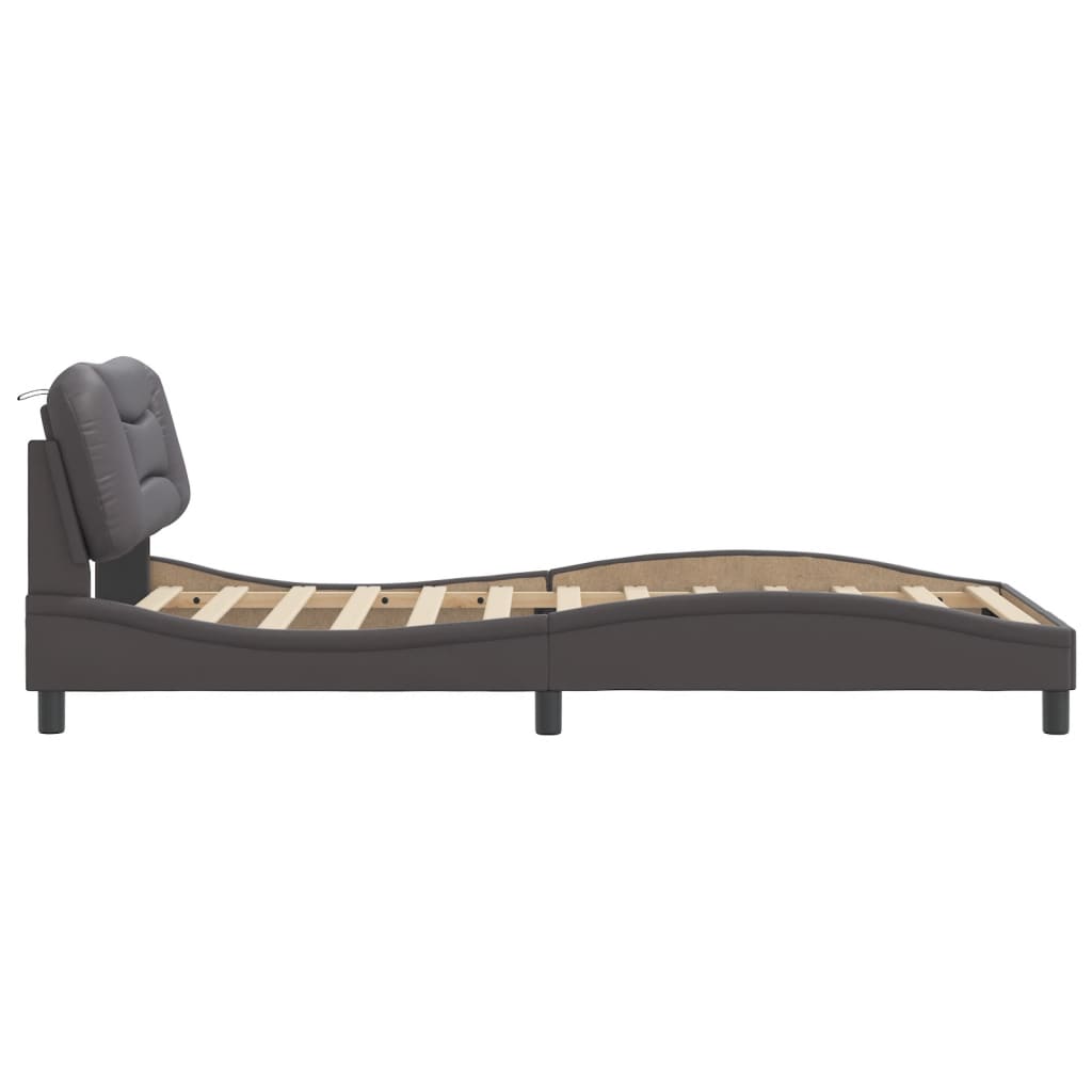 Cadre de lit sans matelas Hvar gris 100x200 cm similicuir - XIOS
