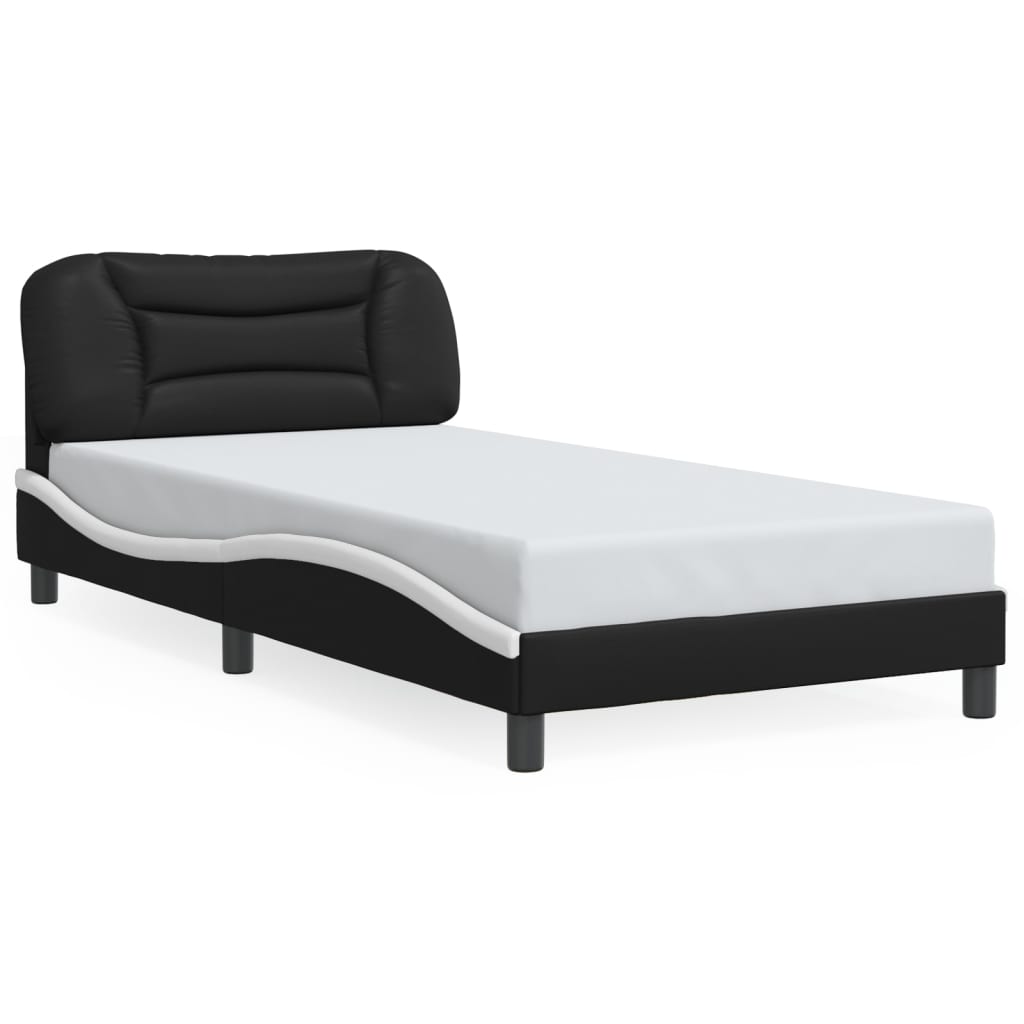 Cadre de lit sans matelas noir et blanc 100x200 cm similicuir - XIOS
