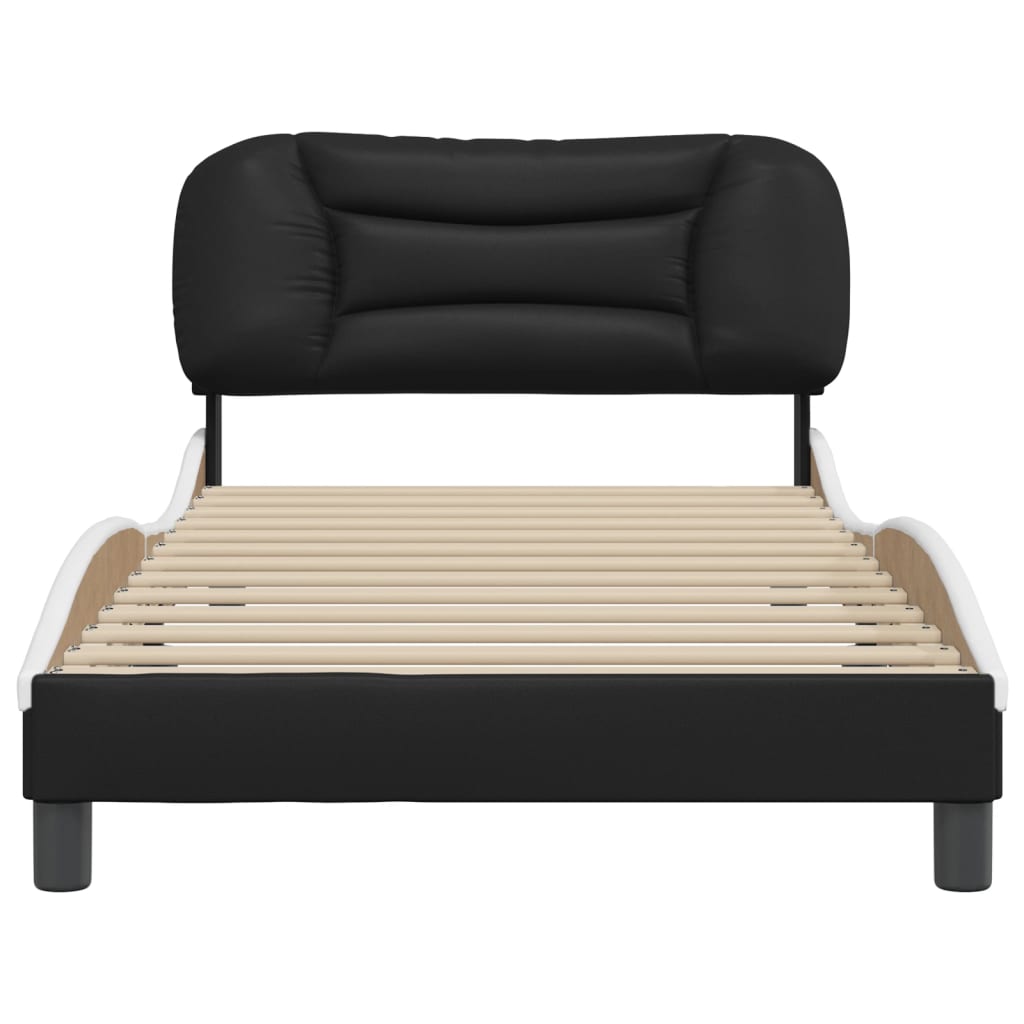 Cadre de lit sans matelas noir et blanc 100x200 cm similicuir - XIOS