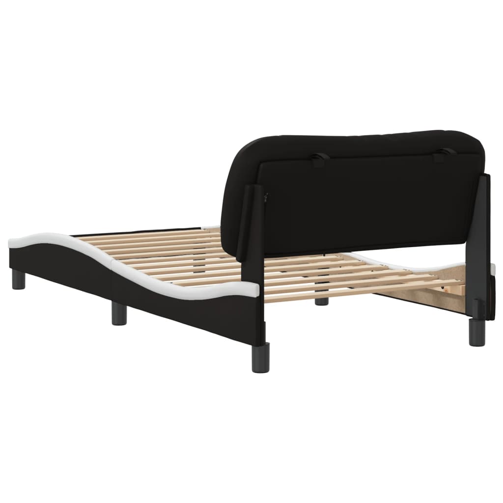 Cadre de lit sans matelas noir et blanc 100x200 cm similicuir - XIOS