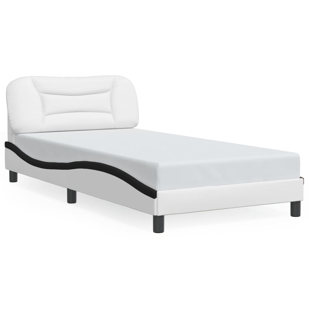 Cadre de lit sans matelas blanc et noir 100x200 cm similicuir - XIOS