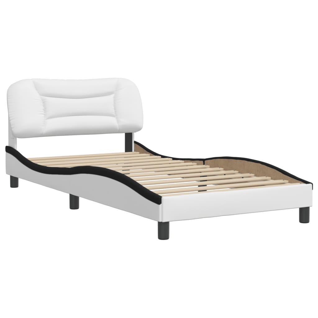 Cadre de lit sans matelas blanc et noir 100x200 cm similicuir - XIOS