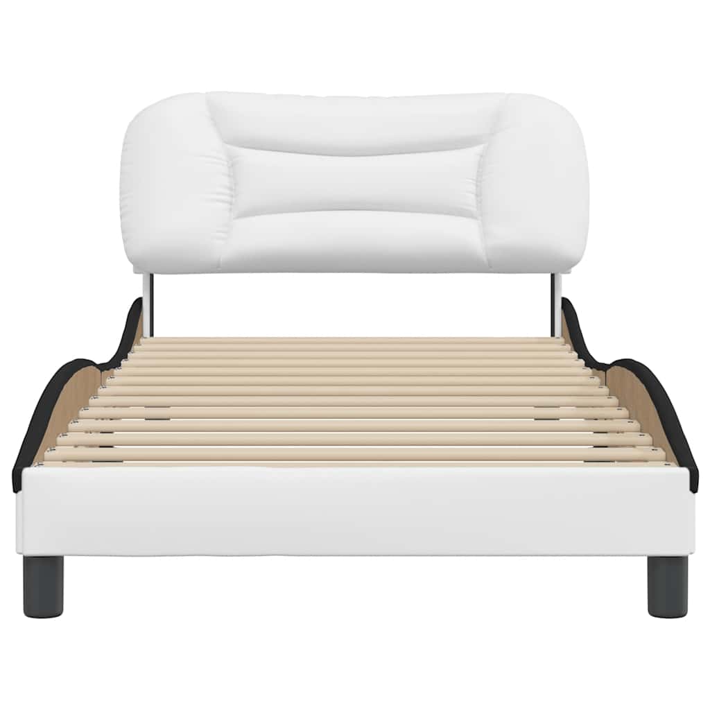 Cadre de lit sans matelas Hvar blanc et noir 100x200 cm similicuir