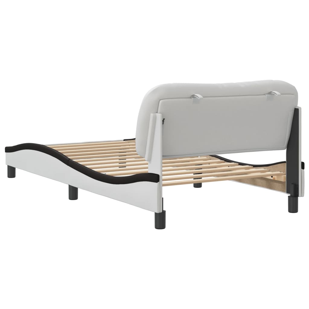 Cadre de lit sans matelas blanc et noir 100x200 cm similicuir - XIOS