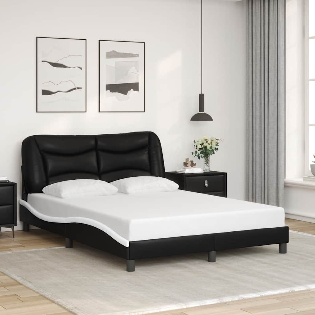 Cadre de lit sans matelas Hvar noir et blanc 120x200 cm similicuir