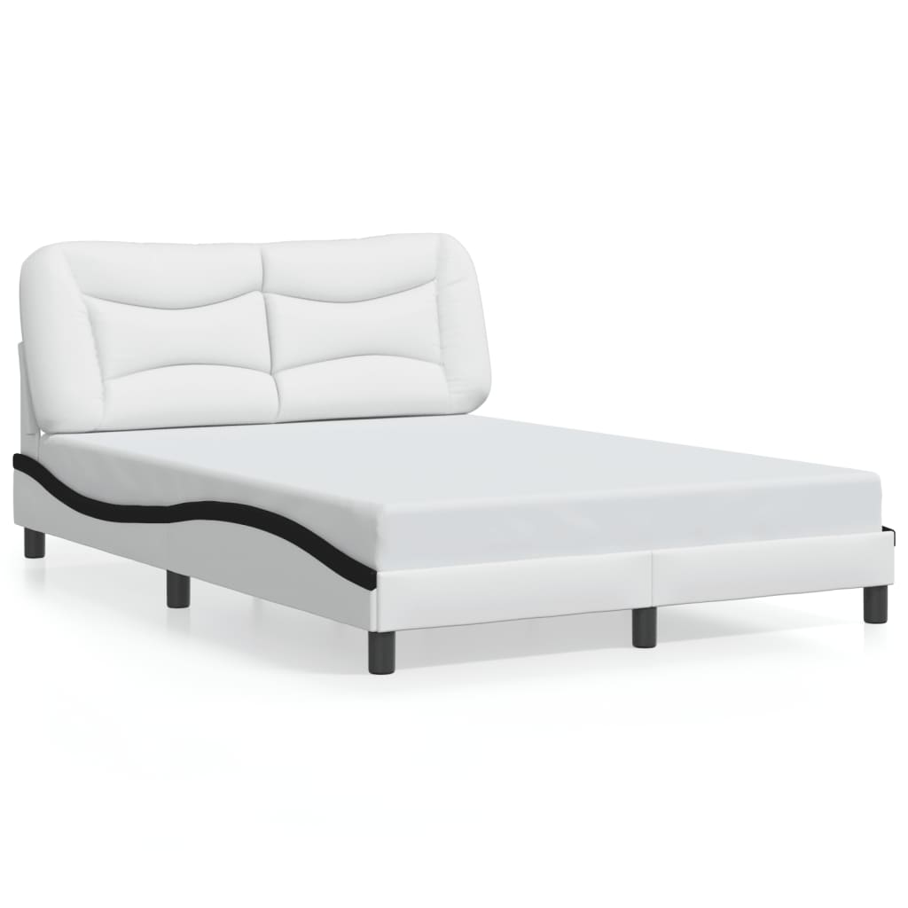 Cadre de lit sans matelas blanc et noir 120x200 cm similicuir - XIOS
