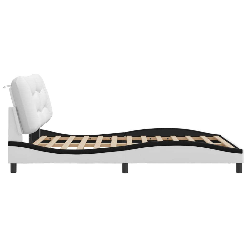 Cadre de lit sans matelas blanc et noir 120x200 cm similicuir - XIOS