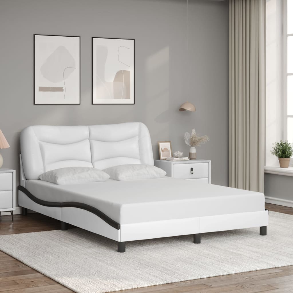 Cadre de lit sans matelas blanc et noir 120x200 cm similicuir - XIOS