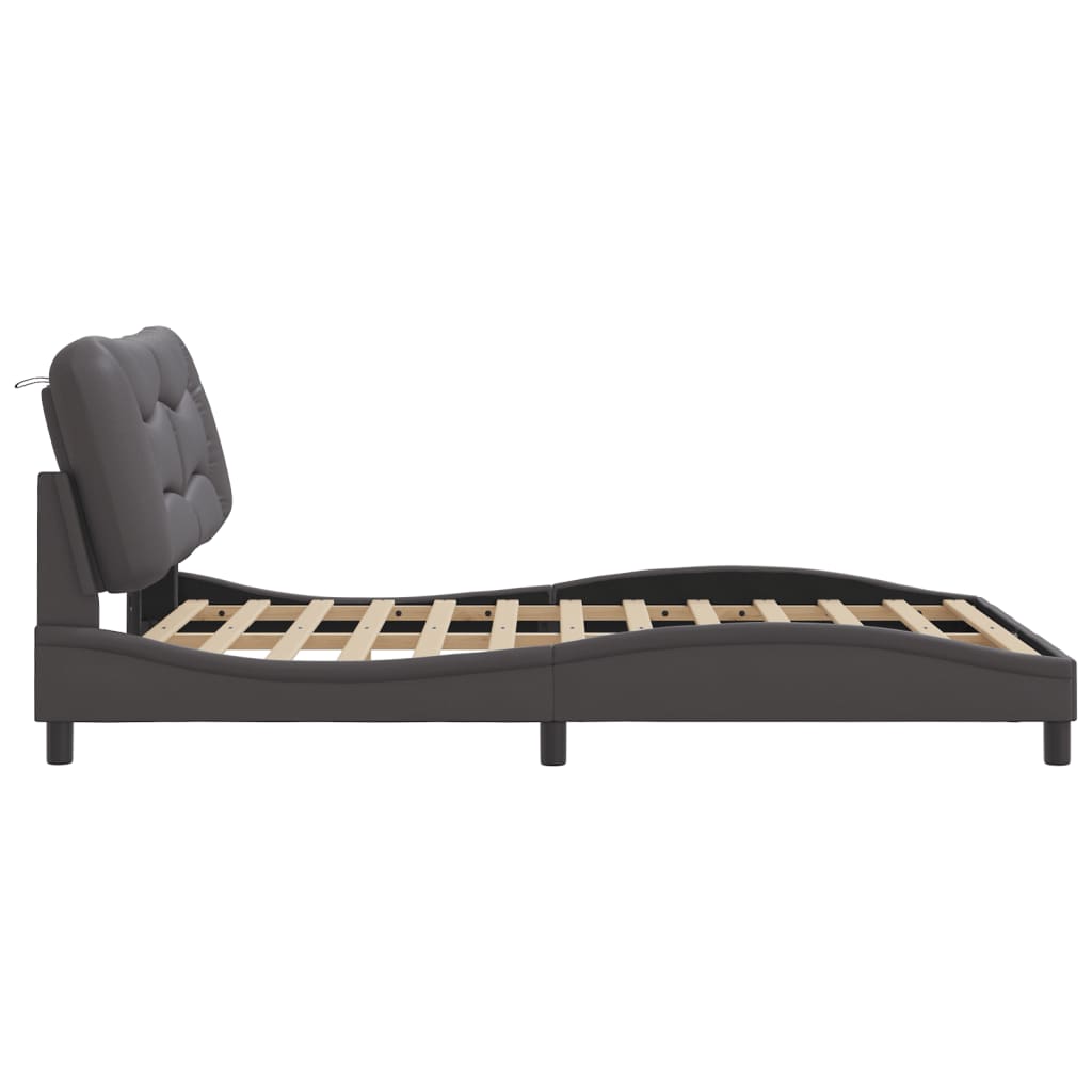 Cadre de lit sans matelas gris 140x190 cm similicuir - XIOS