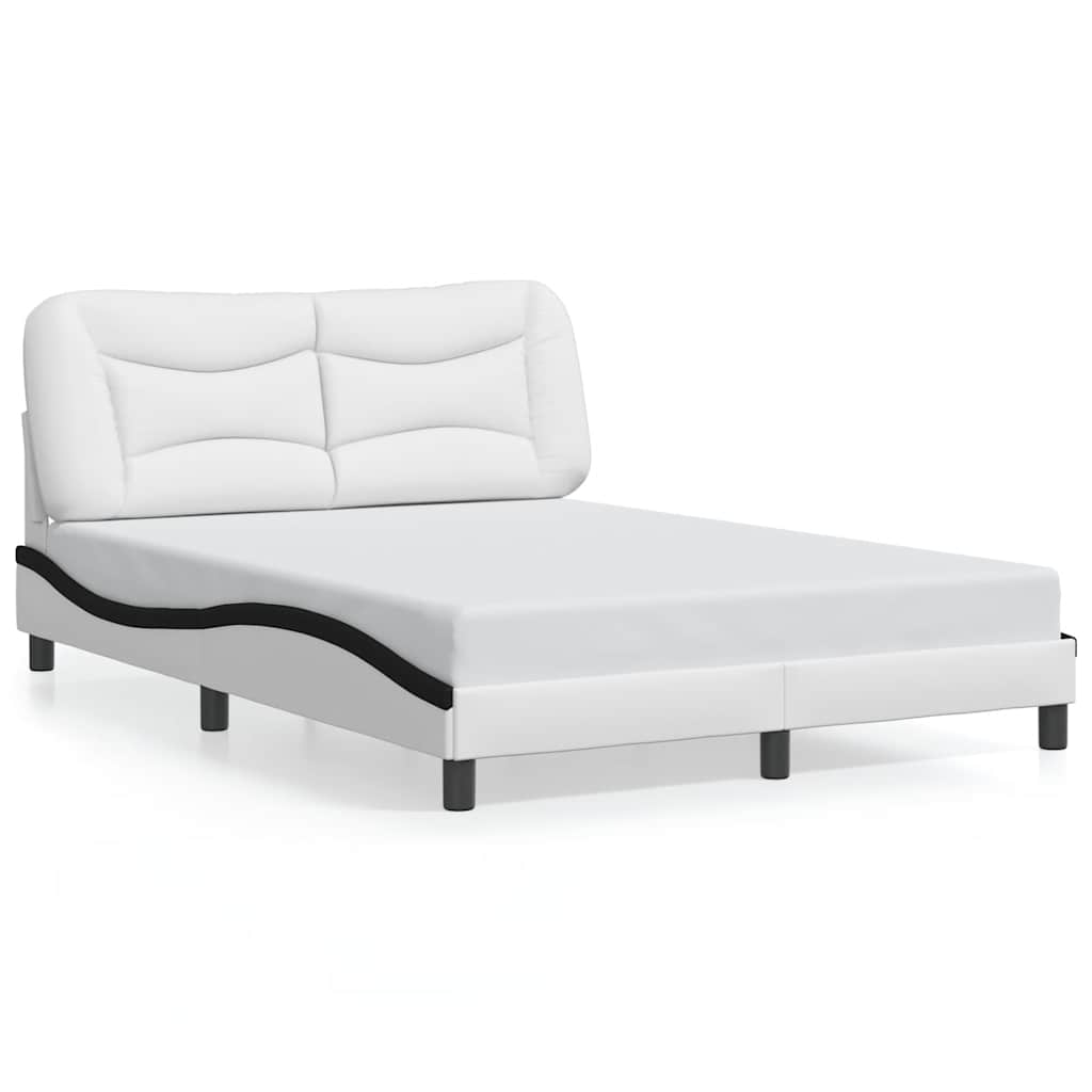 Cadre de lit sans matelas Hvar blanc et noir 140x190 cm similicuir