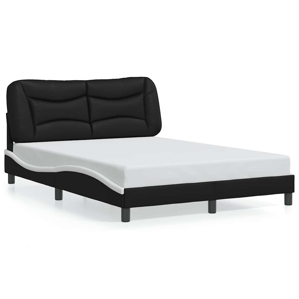 Cadre de lit sans matelas Hvar noir et blanc 140x200 cm similicuir