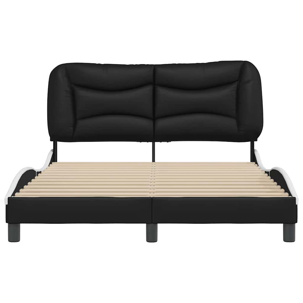Cadre de lit sans matelas Hvar noir et blanc 140x200 cm similicuir
