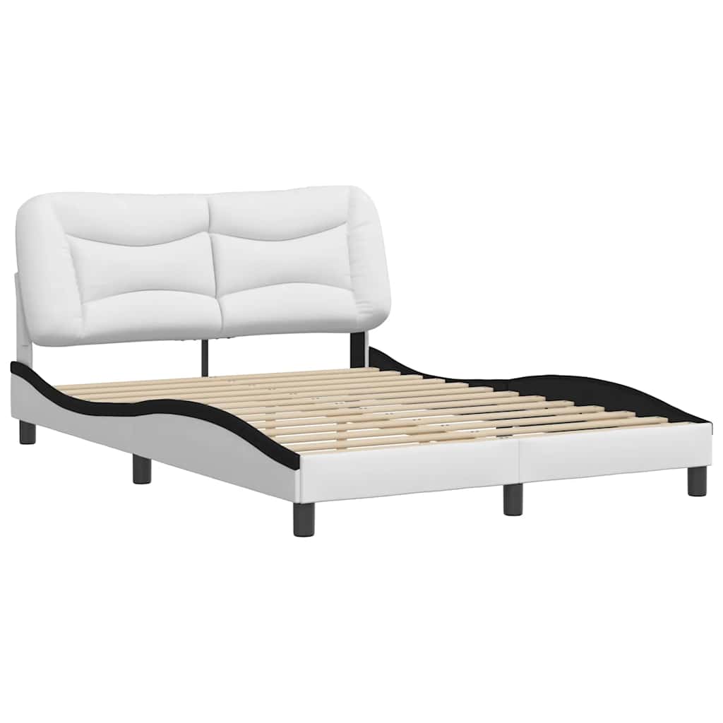 Cadre de lit sans matelas Hvar blanc et noir 140x200 cm similicuir