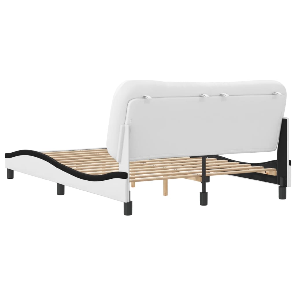 Cadre de lit sans matelas blanc et noir 140x200 cm similicuir - XIOS