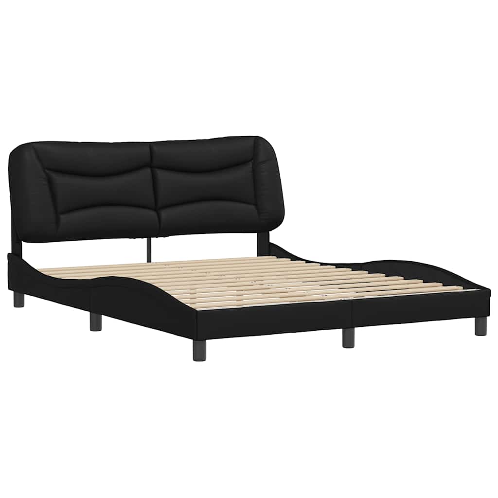 Cadre de lit sans matelas Hvar noir 160x200 cm similicuir